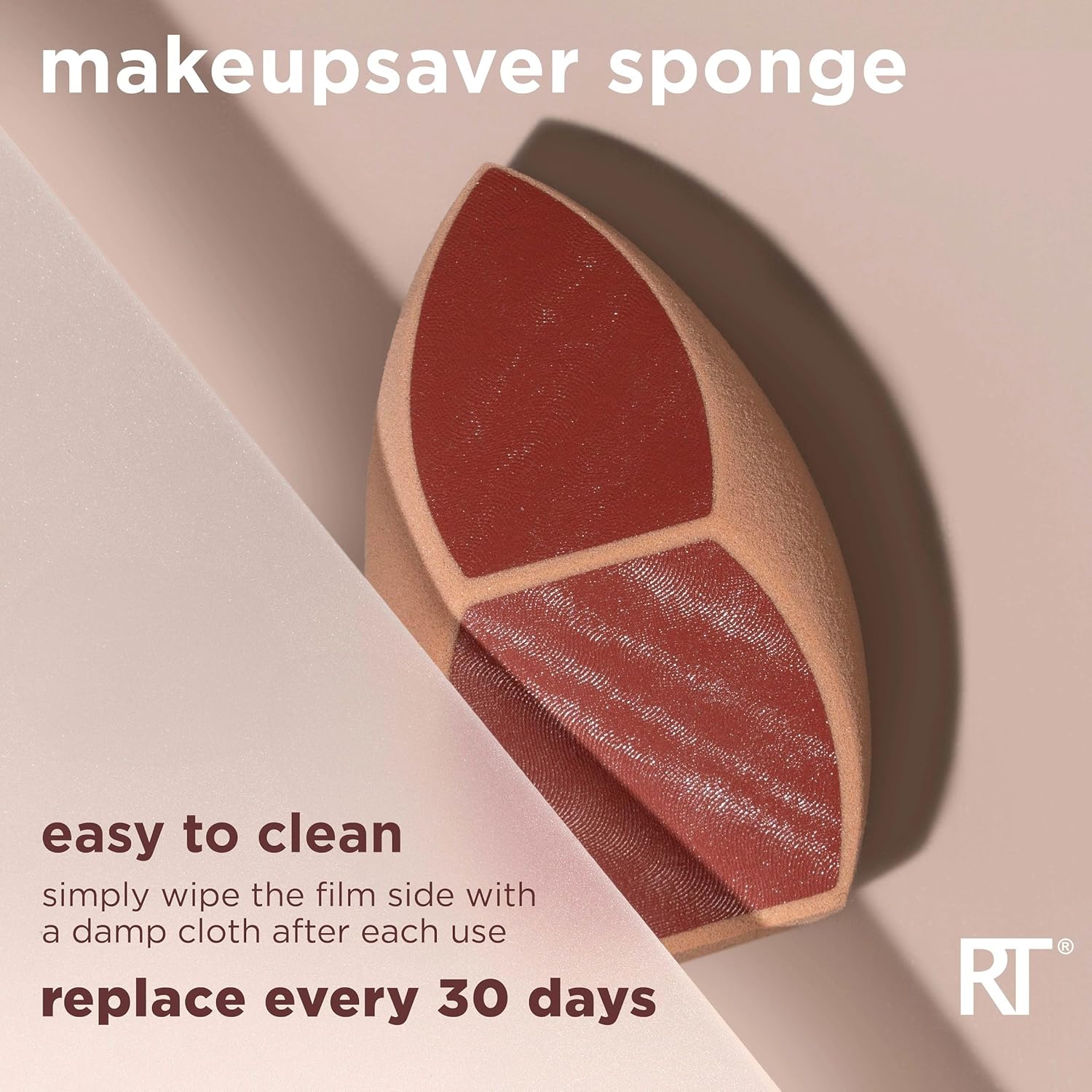 Real Techniques Makeupsaver Sponge, Makeup Blender Sponge For Liquid & Cream Formulations, Natural Finish & Reduces Makeup Waste, Targeted Application, Cruelty & Latex-Free, 1 Count (Pack of 2)