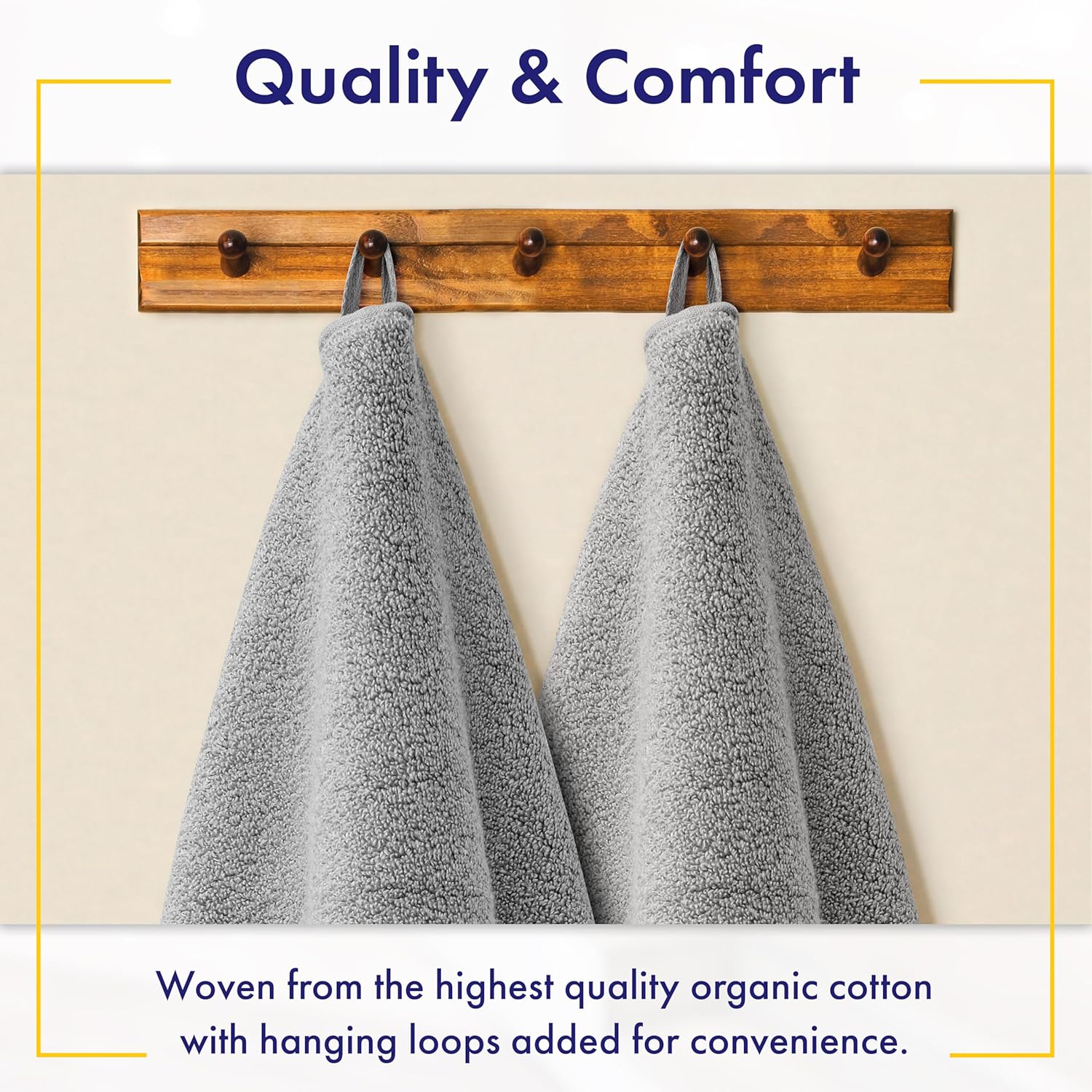 100% Organic Luxury Bath Sheets - GOTS Certified - Extra Large 35x70 Inches (Pack of 2) Zero-Twist, Long-Staple Cotton Bath Sheet Set (Pewter Grey)