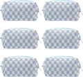 PAZIMIIK Checkered Makeup Bag for Purse Portable Zipper Make Up Pouch Small Cosmetic Case for Travel Accessories (6PCS Blue)