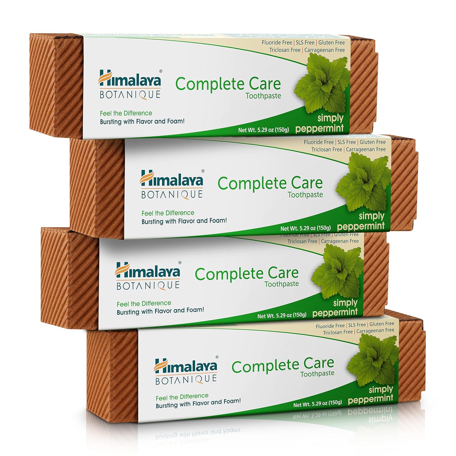 Himalaya Botanique Complete Care Toothpaste, Herbal, Peppermint Flavor, Fights Plaque, Freshens Breath, Fluoride Free, No Artificial Flavors, SLS Free, Cruelty Free, Foaming, 5.29 Oz, 4 Pack…