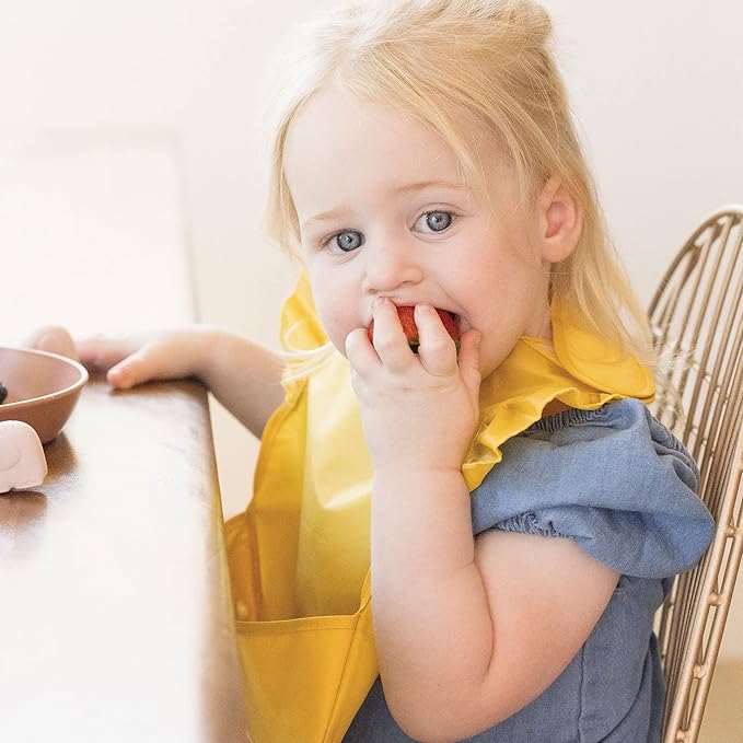 Tiny Twinkle Mess-Proof Baby Bibs for Eating | Waterproof, Wipeable Toddler Bibs with Catch-All Pocket | Feeding Bibs for Girls & Boys(3 Pack,Petite Safari)