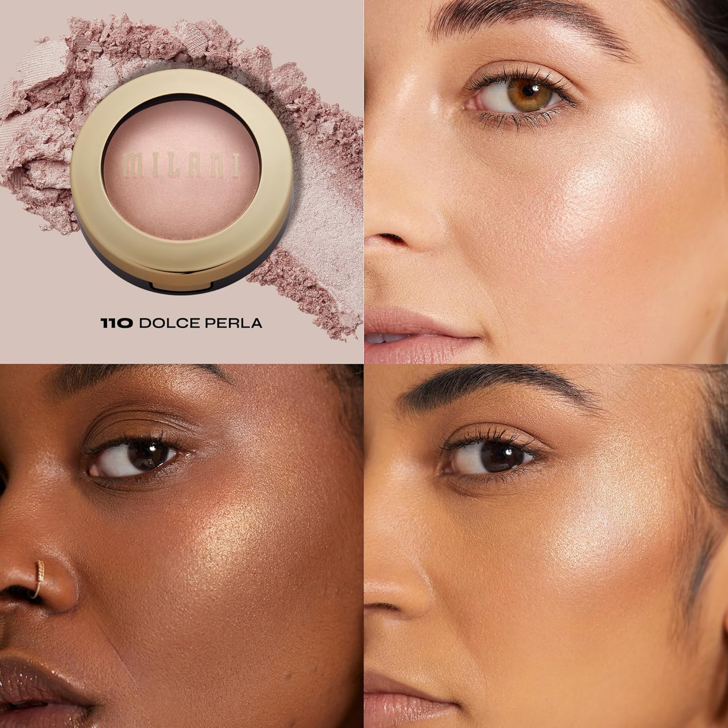 Milani Highlighter Makeup - Baked Contour Powder & Face Highligher, Made in Italy - Dolce Perla