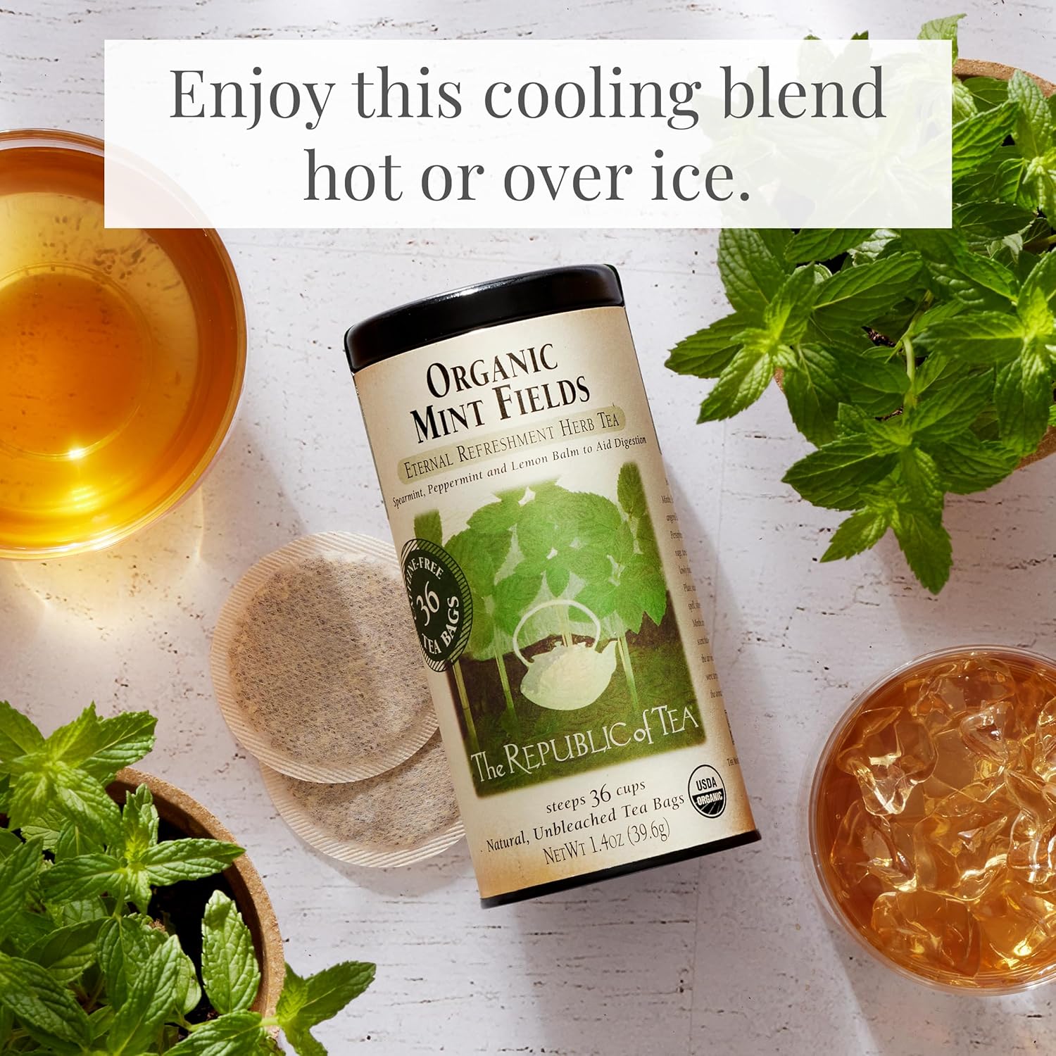 The Republic of Tea – Organic Mint Fields Herbal Tea Bags, Caffeine Free, 250 Servings