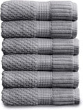 NY Loft 100% Cotton Hand Towel 6 Pack | Super Soft & Absorbent Quick-Dry Hand Towels 16" x 28" |Textured and Durable Cotton | Trinity Collection (6 Pack Hand Towel, Charcoal Grey)
