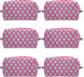 PAZIMIIK Checkered Makeup Bag for Purse Portable Zipper Make Up Pouch Small Cosmetic Case for Travel Accessories (6PCS Magenta Green)