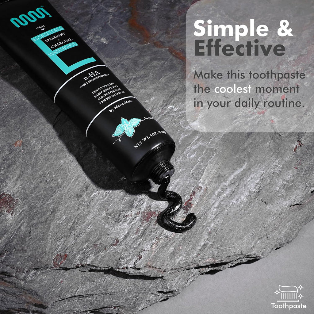 MasterMedi Nano Hydroxyapatite Toothpaste (Inspired by 10% nHA Formulas), Fluoride-Free, Charcoal Whitening, Sensitive Teeth Care, Enamel Support, SLS-Free, Xylitol, Citrus Mint, 4 Oz (Pack of 2)