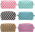 PAZIMIIK Checkered Makeup Bag for Purse Portable Zipper Make Up Pouch Small Cosmetic Case for Travel Accessories (6PCS Mix Color)