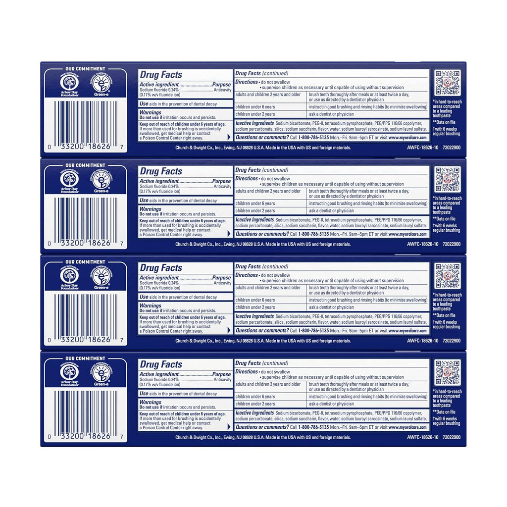 ARM & HAMMER Advance White Toothpaste, Teeth Whitening Baking Soda Toothpaste with Stain Defense Technology and Fluoride, Clean Mint Flavor, 6.0 Oz (Pack of 24)