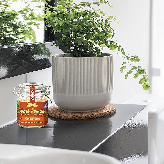 The Dirt - Remineralizing Tooth Powder, Natural Fluoride-Free Teeth Whitening Powder with Hydroxyapatite, Flouride & Gluten Free, Organic Vegan (Cinna Mint, 51g: 6 Month Supply)