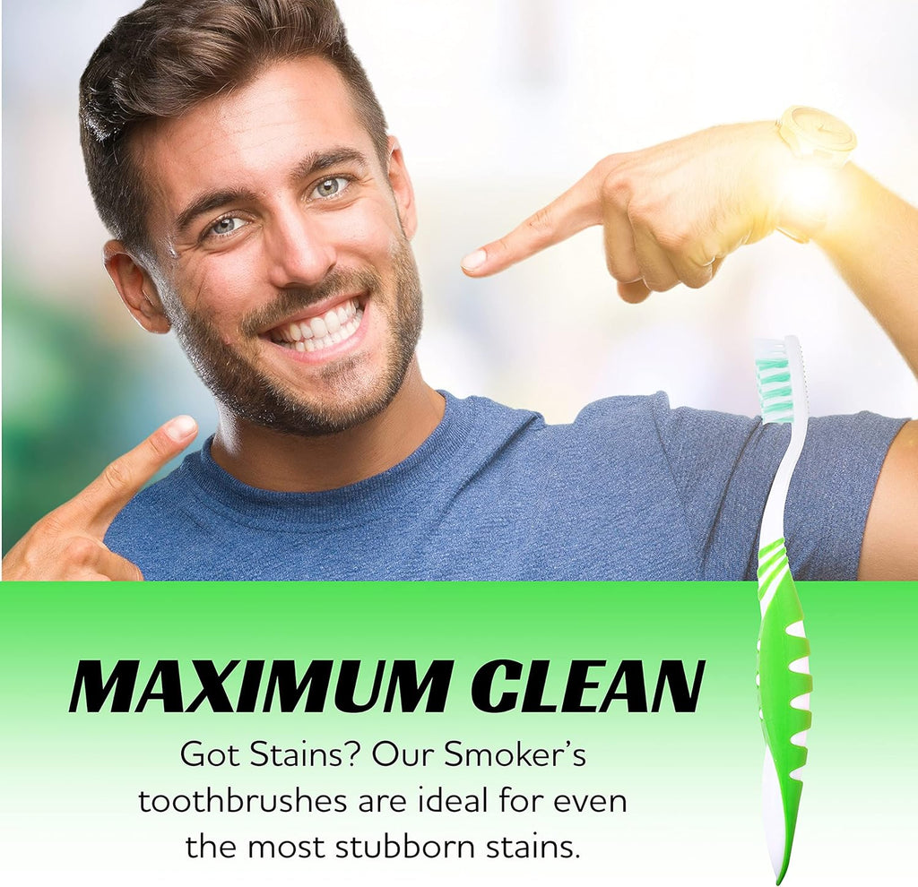 Extra Firm Toothbrush, Hard Bristle Toothbrush Set for Adults or Smokers Travel Kit, Multicolor Denture Brush, Large Head, Manual Travel Toothbrush Hard Bristles