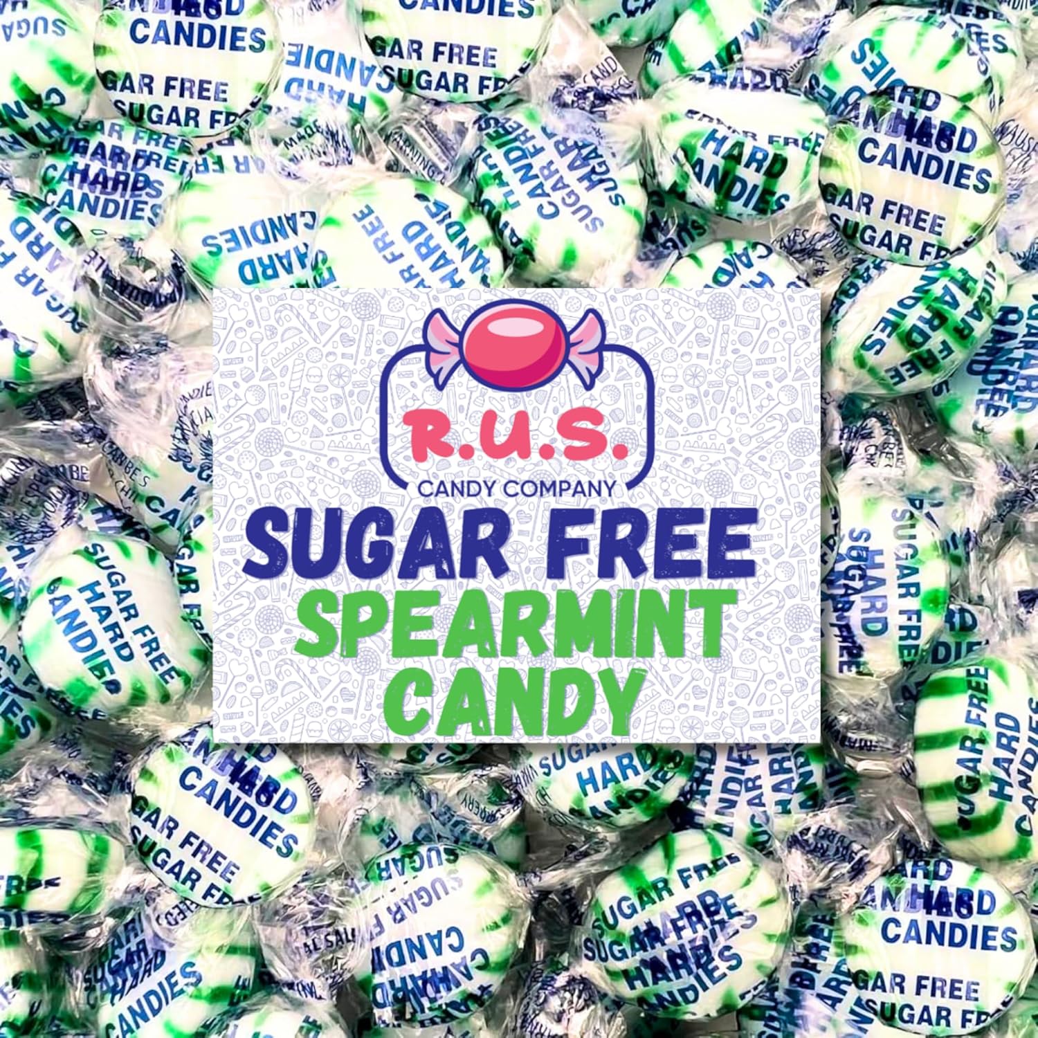 Sugar Free Spearmint Hard Candy – About 150 Individually Wrapped Breath Mints – Bulk 2 Pound Bag – Refreshing Mint Flavor – Ideal for Diabetics and Health Conscious Individuals (2 Pound, Spearmint)