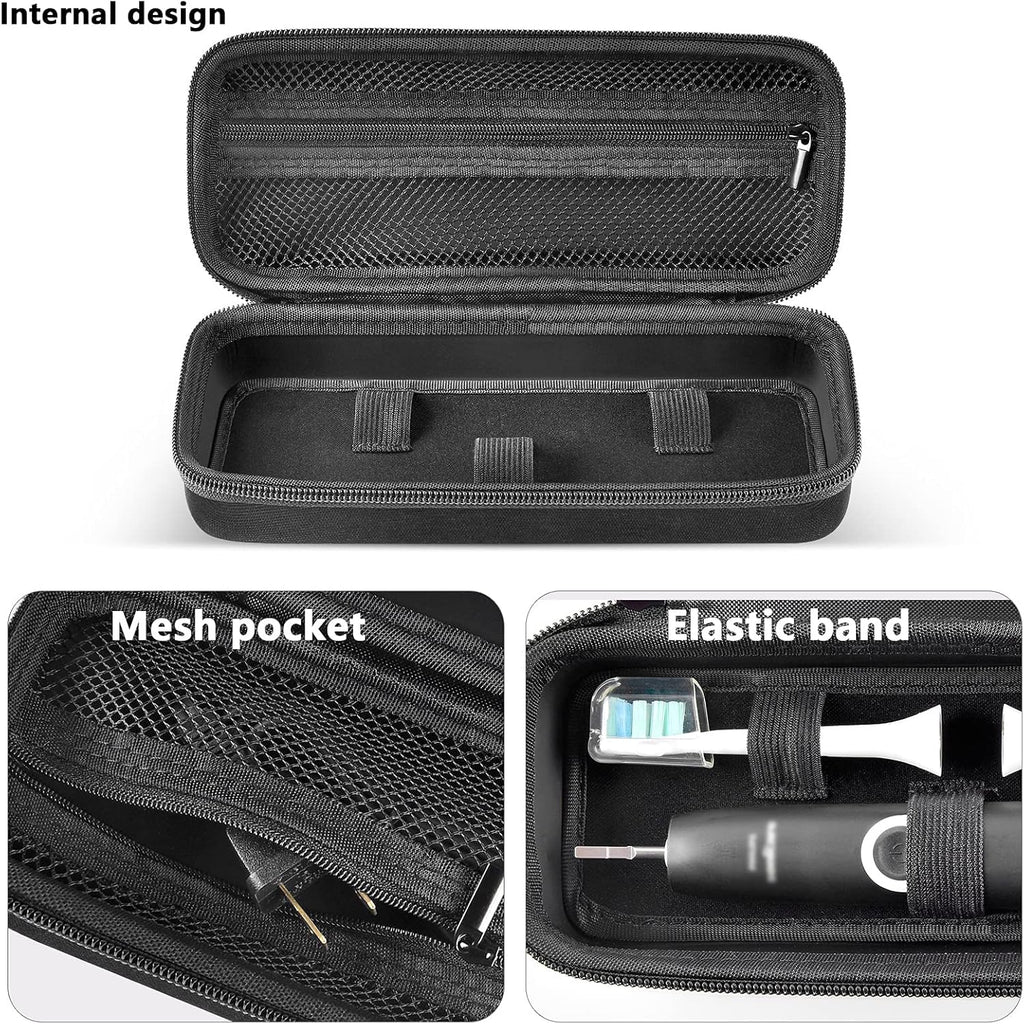 Toothbrush Travel Case Compatible with Oral-B Pro 1000, 2000, 3000, 3500, 1500/ for Philips Sonicare ProtectiveClean 4100 5100 Electric Toothbrush with Mesh Pocket for Accessories - Black (Bag Only)