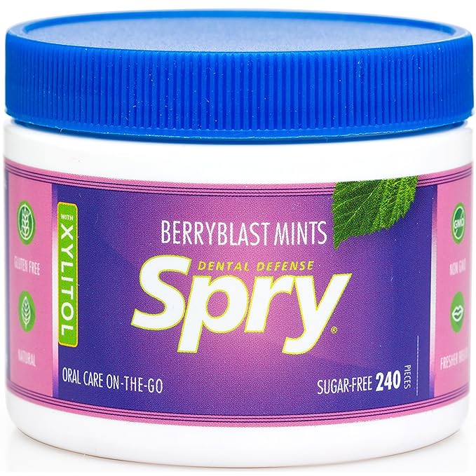 Spry Xylitol Berry Blast Mints Sugar Free Candy - Promote Oral Health, Increase Saliva Production, Stop Bad Breath, Non-GMO, Gluten-Free, 240 Count (Pack of 2)