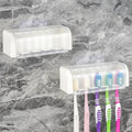 2 Pack 5 Slots Wall Mount Toothbrush Holder with Cover, Self Adhesive Toothbrush Storage Organizer for Shower, Toothbrush Hanger for Bathroom, Medicine Cabinet, Dorm