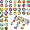 1800 PCS Round Animal Stickers, 36 Designs Adorable Cartoon Teacher Reward Encouragement Stickers for Kids, Party Decoration Sticker for School Classroom Home with Perforation Line(1” Each, 3 Rolls)