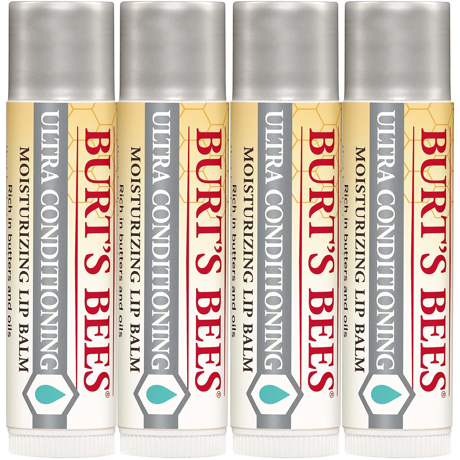Burt's Bees Lip Balm Stocking Stuffers, Moisturizing Lip Care Christmas Gifts for All Day Hydration, Ultra Conditioning with Shea, Cocoa & Kokum Butter, 100% Natural (4-Pack)