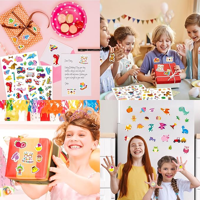 1300PCS Adorable Stickers, Farm/Marine/Wild Animals, Vehicles, Dinosaurs, Food, Party, Food, Reward Stickers Incentive System Stickers for Classroom, Kindergarten, Home Rewards, Craft Scrapbooking