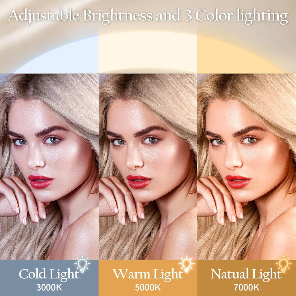 16x12 Inch Vanity Mirror with Lights, Lighted Makeup Mirror with 10X Magnification, Smart Touch 3 Colors Dimmable, Dresser Mount, Bathroom (White)