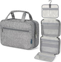 PAVILIA Hanging Toiletry Bag Travel Bag Women Men, Foldable Cosmetic Organizer, Roll up Makeup Bag, Water Resistant Accessories Toiletries, Large Travel Essentials Kit (Heather Grey)