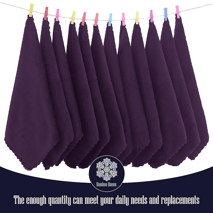 16 Pack Baby Washcloths - Luxury Coral Fleece - Extra Absorbent and Soft Wash Clothes for Newborns, Infants and Toddlers - Suitable for Sensitive Skin and New Born - Baby Shower - Plum, 10x10 Inch