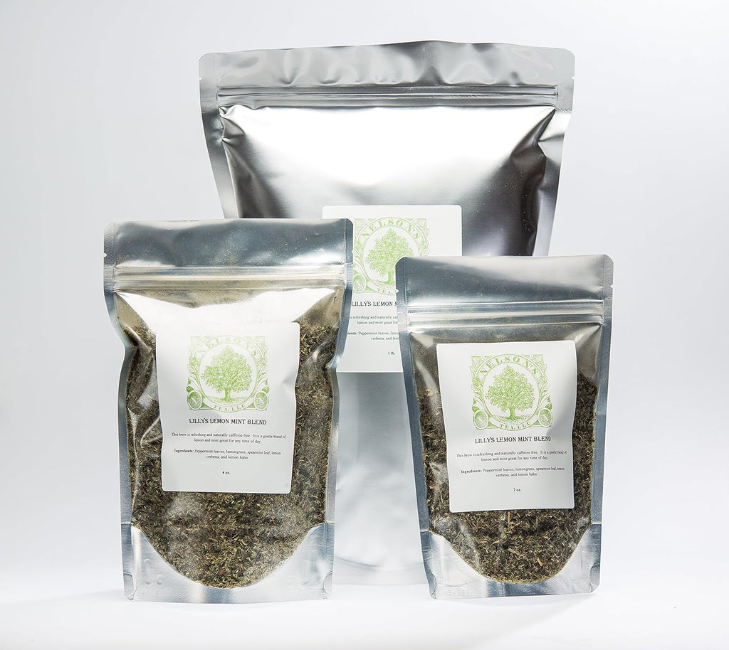 Nelson's Tea - Lemon Mint - Herbal Loose Leaf Tea - Caffeine Free - Peppermint leaves, lemongrass, spearmint leaf, lemon verbena, and lemon balm - 2.2 oz.