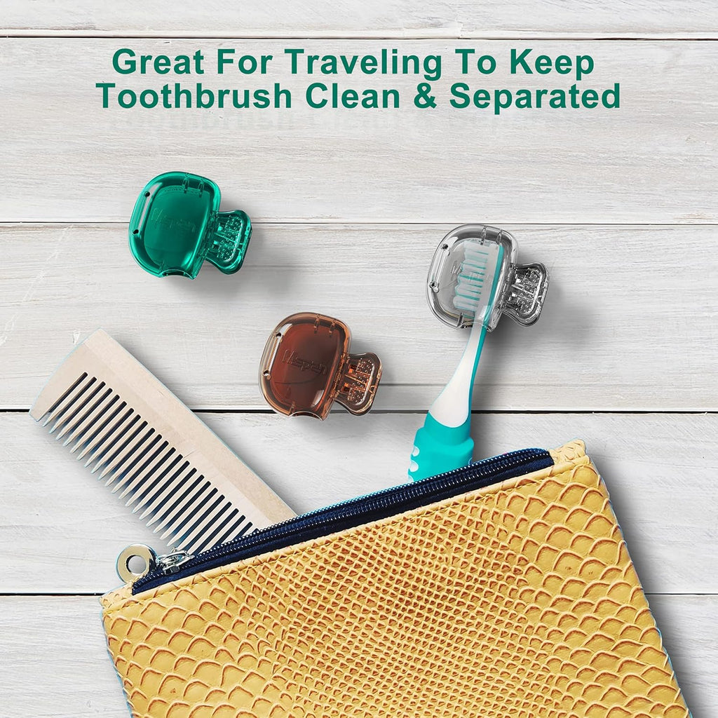 Mspan Toothbrush Protector Travel Cover: Brush Head Cap Cute Clip Case Bulk Guard - Oral Care Accessories Pod for Kids Adults