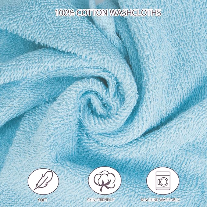 Baby Washcloths 4 Pack 100% Cotton Soft and Absorbent Terry Wash Cloths Wipes for Face Hand Body Burp Rag for Sensitive Skin Newborns Infants Toddlers 10" x 10"