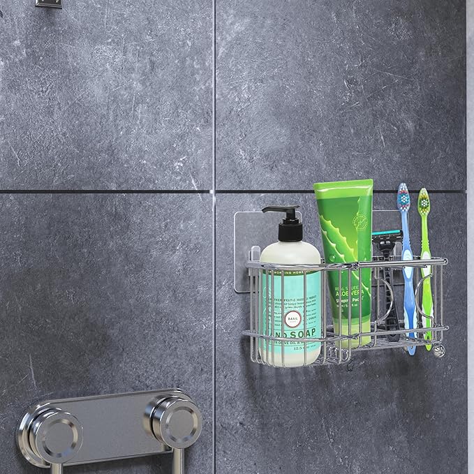 Simple Houseware Stainless Steel 6 Slots Toothbrush Holder Adhesive Wall Organizer, Chrome