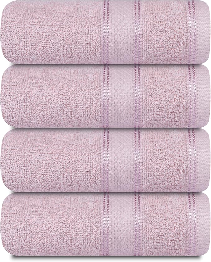 Casa Lino 100% Cotton Hand Towels for Bathroom - Soft, Highly Absorbent & Quick Dry Kitchen Towels - Gym Towel Set - Travel Towel Set - 24" x 16" - Pack of 4 - (Blush Pink)