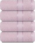 Casa Lino 100% Cotton Hand Towels for Bathroom - Soft, Highly Absorbent & Quick Dry Kitchen Towels - Gym Towel Set - Travel Towel Set - 24" x 16" - Pack of 4 - (Blush Pink)