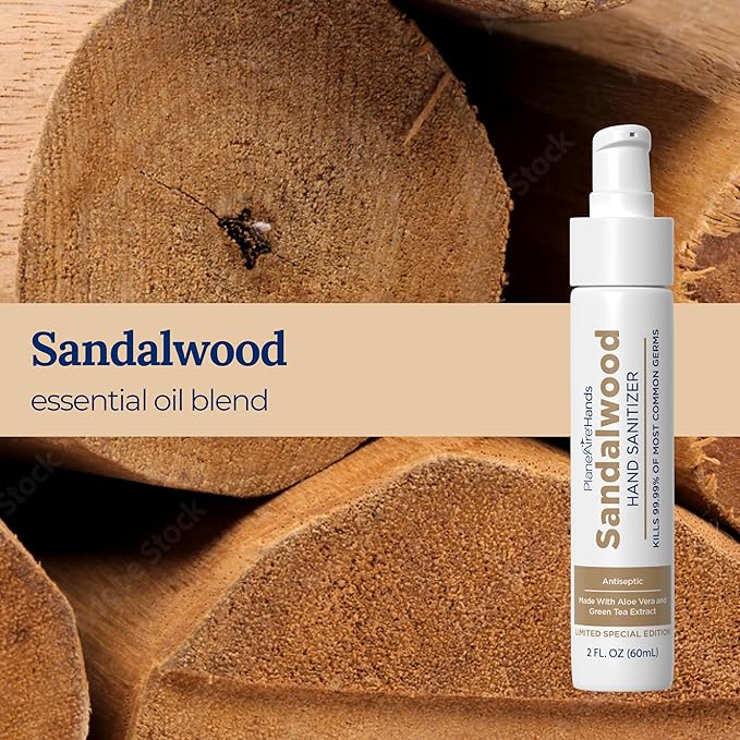 Sandalwood Lotion Hand Sanitizer | Travel Essential | TSA-Approved | Moisturizing Hand Lotion | Made with Aloe Vera & Essential Oils | Rich in Vitamin E | Cleanse & Moisturize | Travel Size | 3-Pack