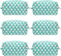 PAZIMIIK Checkered Makeup Bag for Purse Portable Zipper Make Up Pouch Small Cosmetic Case for Travel Accessories (6PCS Arctic Blue)