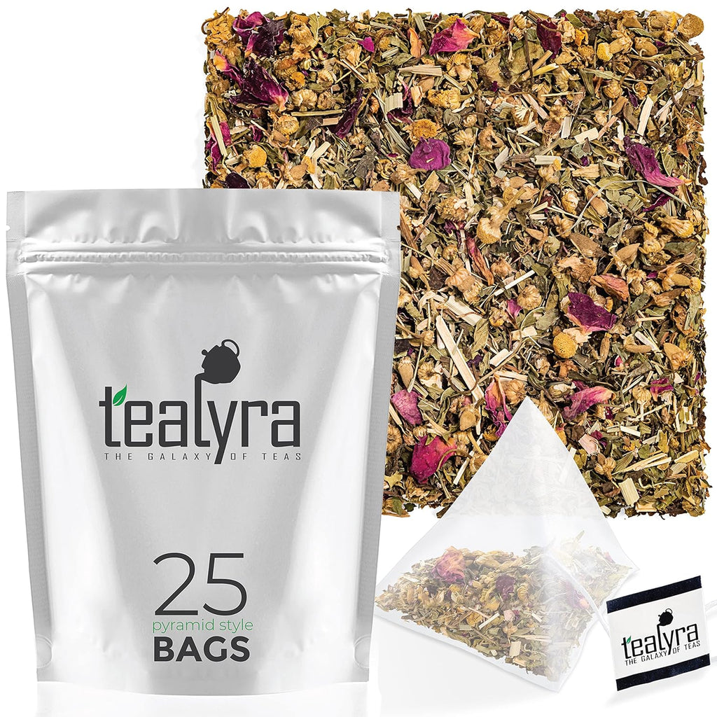 Tealyra - Bedtime - 25 Bags - Chamomile - Spearmint - Hemp Leaves - Unique Relaxing Herbal Loose Leaf Tea - Sleep and Calm Tea - All Natural - 25 Sachets
