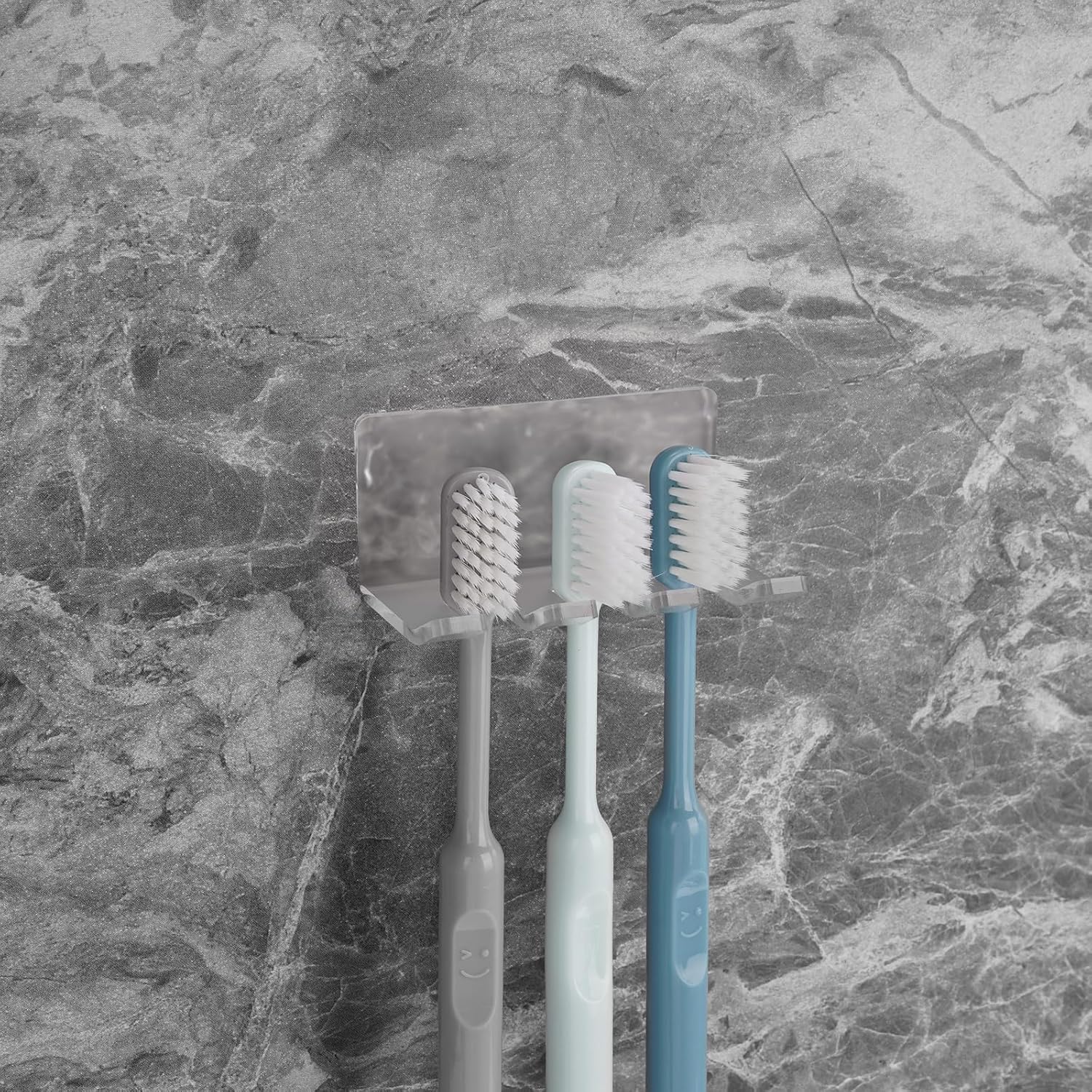 Self Adhesive Toothbrush Holders Wall Mounted, 3 Slots Electric Toothbrush Organizer for Shower, Multipurpose Rack Hanger for Power Plug, Razor, Key(Frosted)