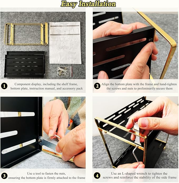 2-Tier Black Carbon Steel Bathroom Counter Organizer - Skincare Cosmetic Display Tray for Perfume, Makeup，Bathroom, Vanity Storage - Modern Countertop Organizer and Vanity Decor