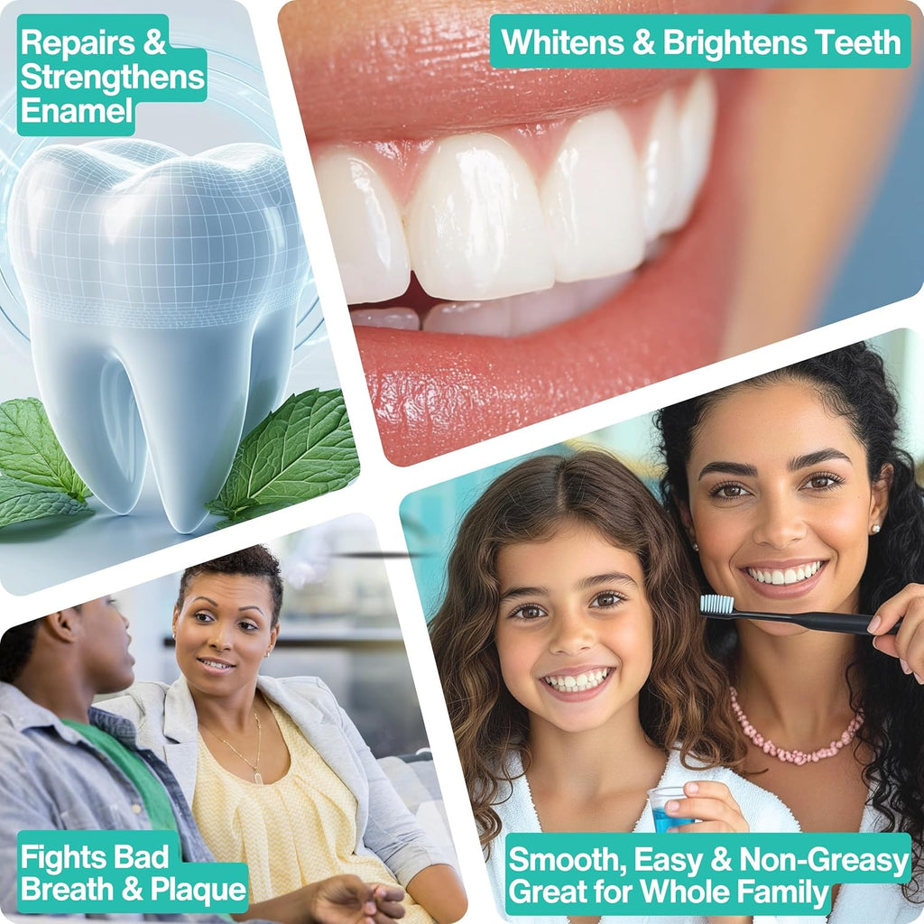 Nano-Hydroxyapatite Oil Pulling Whitening Mouthwash for Teeth and Gums, Natural & Organic, Whitens Teeth, Strengthens Enamel, Fights Bad Breath & Plaque – Smooth & Non-Greasy – for Adults - 16oz