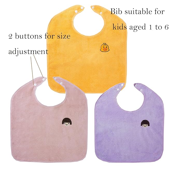3 Pack Bibs for Baby Girls or Boys, Toddler Bibs for Feeding Teething Drooling, The Size 16 "x20 Face Towel Multifunctional for 3-6 Years kids