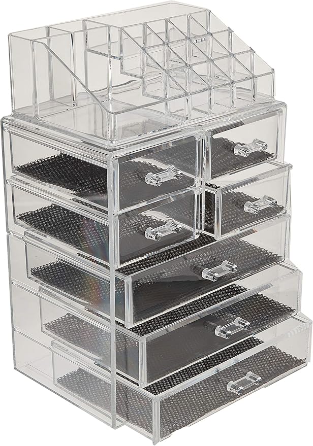 Sorbus Acrylic Makeup Organizer Set, 7-Drawer Vanity & Countertop Cosmetic Storage with Small & Wide Compartments, Clear Makeup Storage for Brushes, Lipsticks, Jewelry – Holiday Gift for Women & Teens