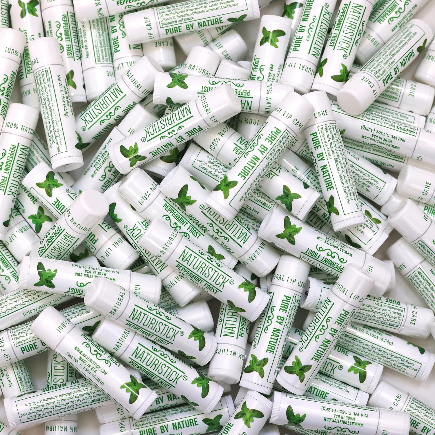 150-Pack Lip Balm in Bulk by Naturistick. Peppermint Scent. 100% Natural Ingredients. Best Beeswax Chapstick for Dry, Chapped Lips. Made in USA