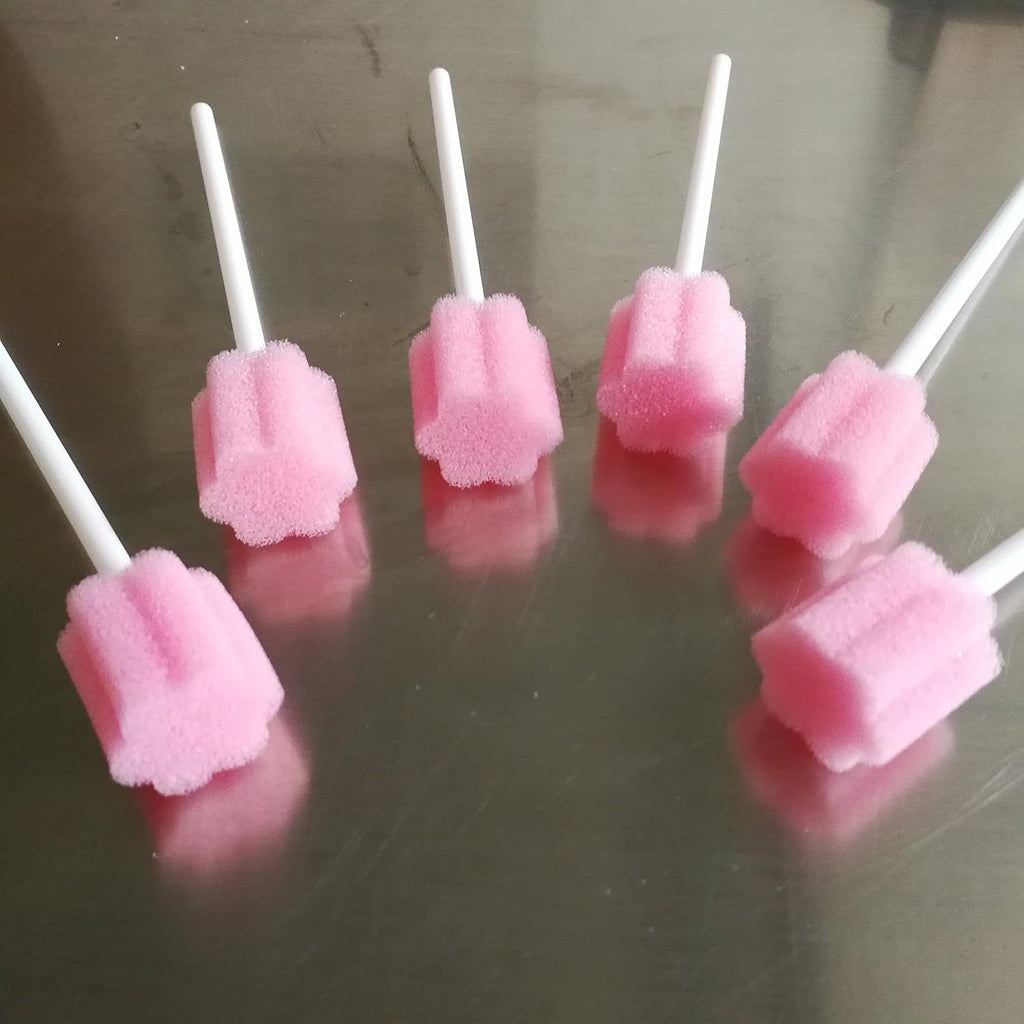 Disposable Oral Care Swabs-Untreated Mouth Cleaning and Care Sponge Swabsticks Speech Therapy Tools/Swabs Pink 300 Counts