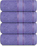 Casa Lino 100% Cotton Hand Towels for Bathroom - Soft, Highly Absorbent & Quick Dry Kitchen Towels - Gym Towel Set - Travel Towel Set - 24" x 16" - Pack of 4 - (Lavender)