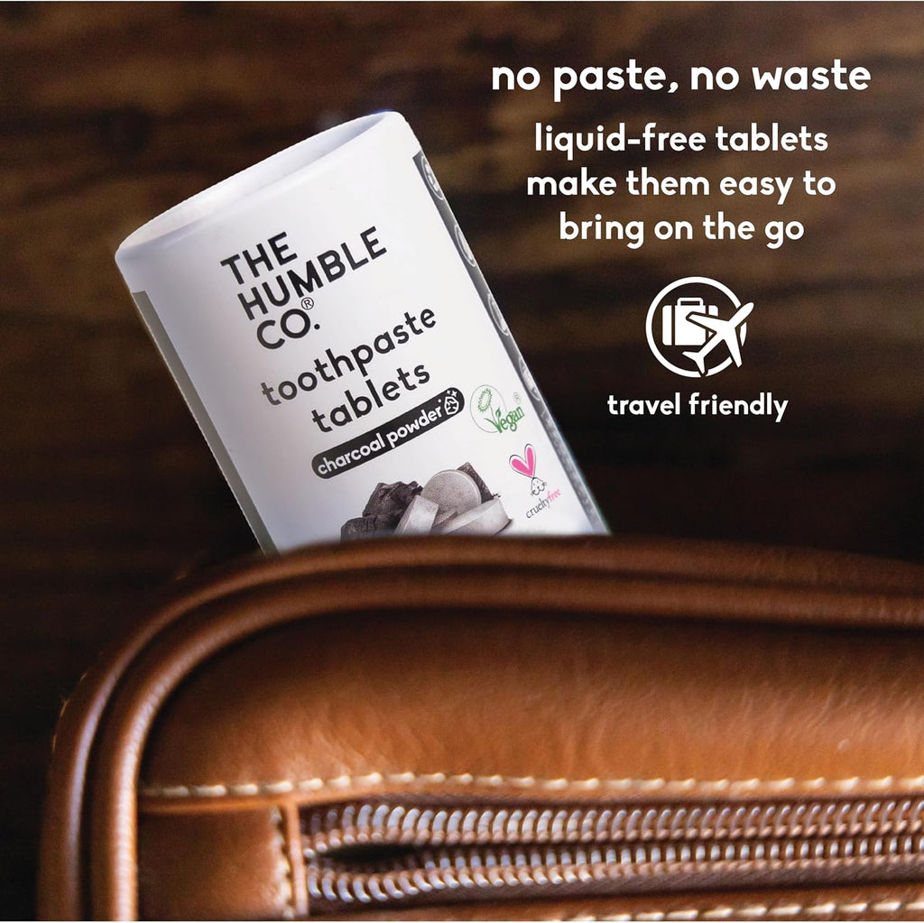 The Humble Co. Charcoal Powder Toothpaste Tablets Fluoride-Free, 3pk - Anticavity, Fluoride Free Toothpaste Dental Tablets with Natural Ingredients, Dentist Developed Formula (Charcoal, 3 Pk)