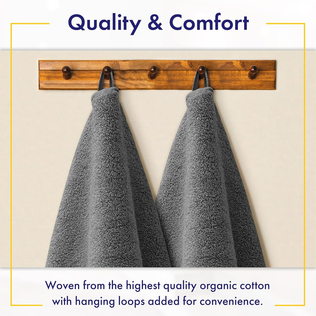 100% Organic Zero-Twist Cotton Towels - GOTS Certified Luxury Bath Towels - Ultra Soft & Plush 700GSM Long-Staple Cotton - 6 Piece Towel Set (Granite Grey)