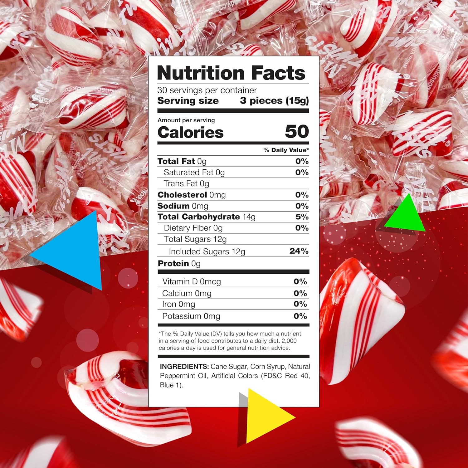 Peppermint Twists Hard Candy | 1 Pound Bag | Individually Wrapped Refreshing Mints