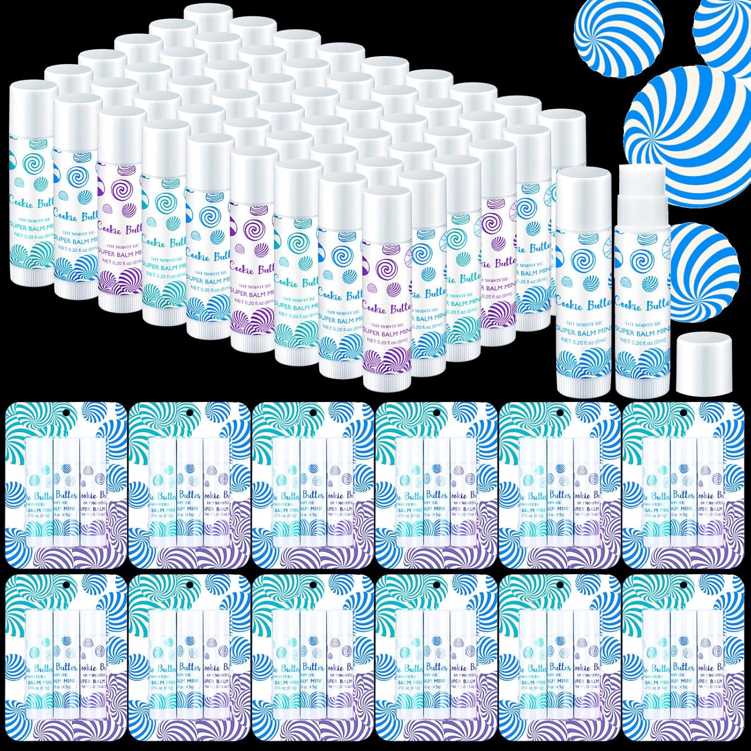 Leelosp 18 Pcs Christmas Lip Balm Candy Shapes Lipstick Set Lip Care Sugar Moisturizing Balms Natural Organic for Christmas Gifts Stocking Stuffers for Coworker Employee Winter Holiday Party Favors