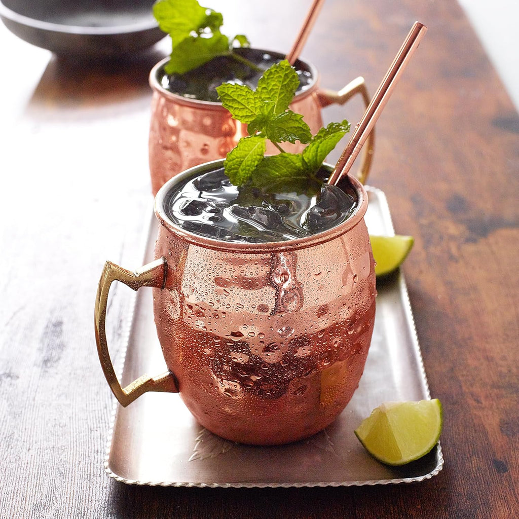 Artisan's Anvil Moscow Mule Mugs | Large Size 16 ounces | Set of 2 Hammered Cups | Stainless Steel Lining (Set of 2 Mugs- Copper)