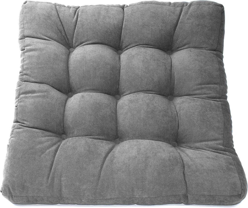 LANITI 24” Inch Extra Large Floor Cushions Tufted Floor Pillow for Adults Square Meditation Ultimate Comfort Oversized Pillows for Floor Cushion (Charcoal)