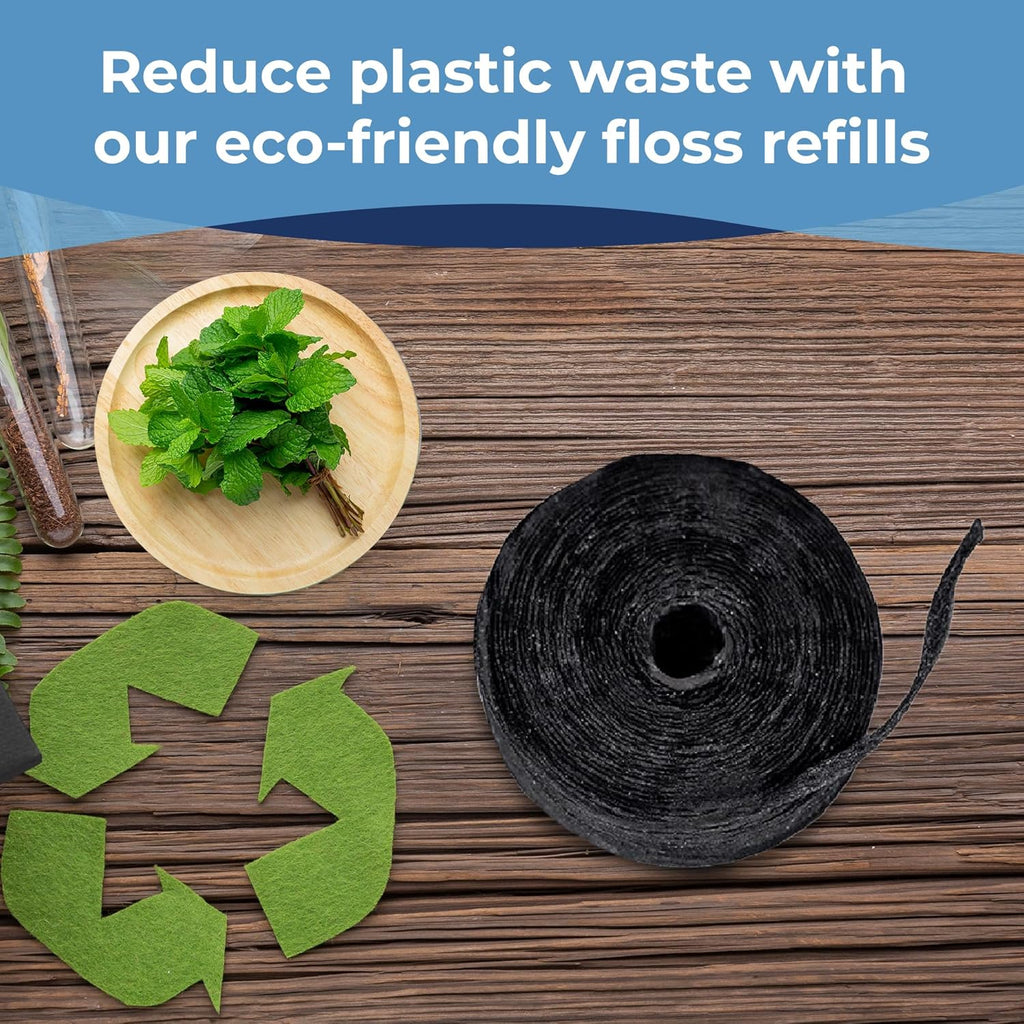 Xlent Expandable Dental Floss Treated Activated Charcoal, Xylitol Natural Based Wax (Mint, Pack of 2 (Refills Only))