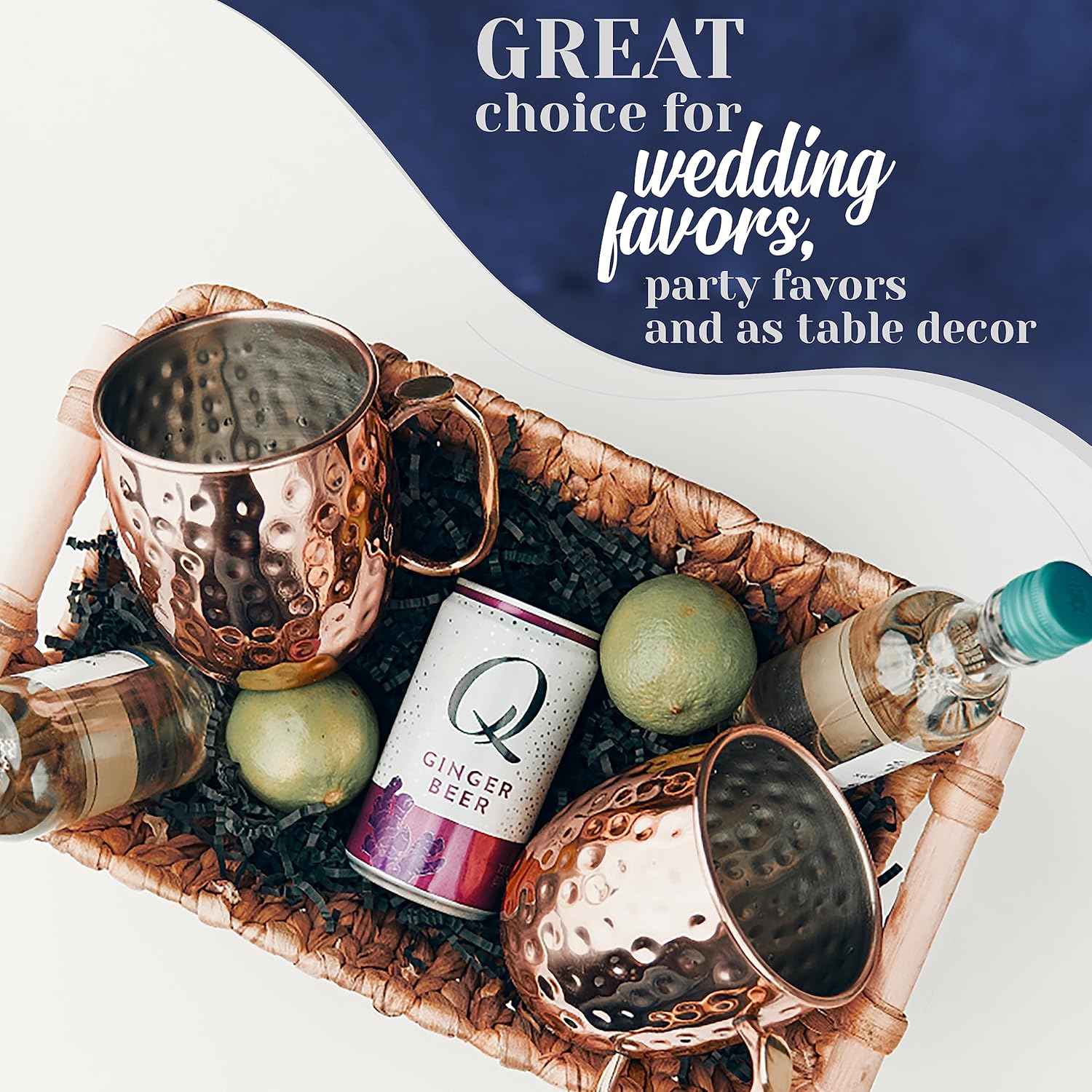 Moscow Mule Mugs Set of 4| Food Safe | High Grade Stainless Steel Mugs with Pure Copper Plating | Brass Handles with Thumb Rest |19 Oz | Large Size