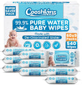 Bulk 540 Wipes – 60 Count (Pack of 9) De-Chlorinated Pure Water Baby Wipes | Gentle Unscented Wipes for Sensitive Skin | 99.9% Pure Water Based | Alcohol-Free, Paraben-Free | Soft & Thick